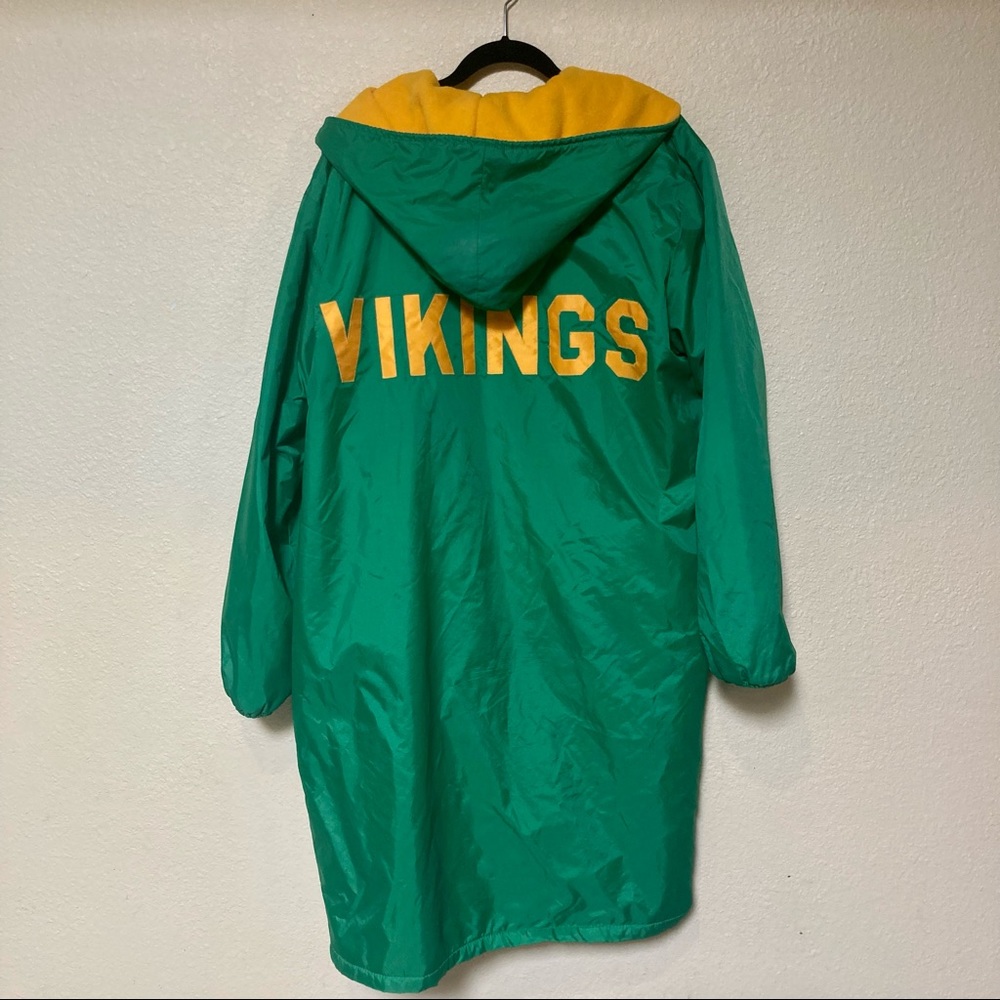 Vintage Vikings College High school Mens L  Trench Coat Long Windbreaker